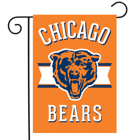 Briarwood Lane Chicago Bears licensed NFL garden flag with orange and blue design and white text.