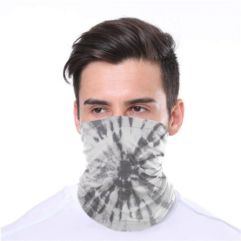 Gray Tie Dye Wrap-Around Face Covering Neck Gaiter