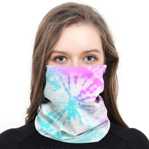 Pink & Aqua Tie Dye Wrap-Around Face Covering Neck Gaiter