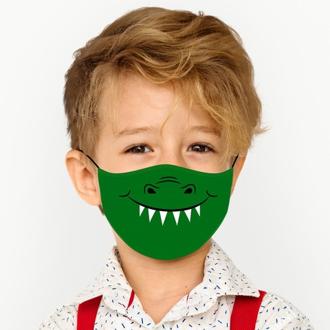 Smiling Dinosaur Reusable Cloth *Children's Size* Kids Face Mask