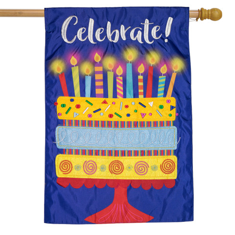 Celebrate Cake Applique House Flag