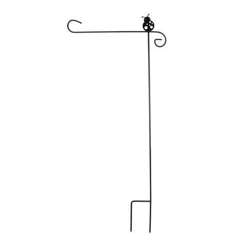 Briarwood Lane wrought iron ladybug garden flag stand holder with decorative hanger and hardware.