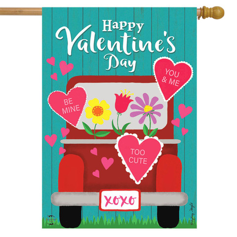 Happy Valentine's Pickup House Flag