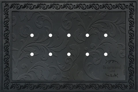 Briarwood Lane black rubber doormat tray with floral design and drainage holes, heavy duty nonslip base.