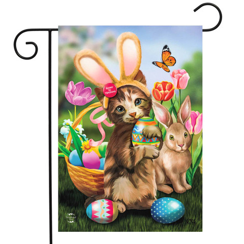 Bunny In Training Easter Garden Flag