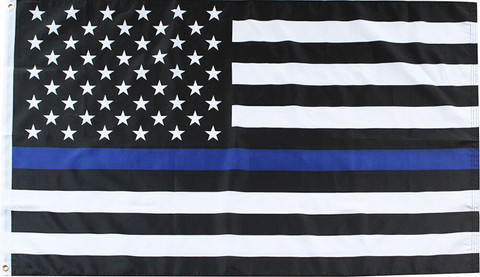 Briarwood Lane Thin Blue Line Police Grommet Flag, USA patriotic american flag supporting police emergency services.