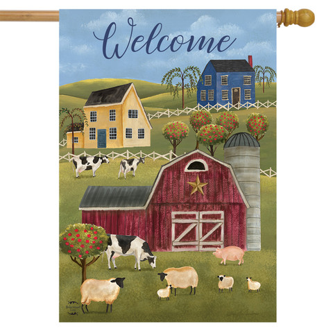 Spring Countryside Welcome Primitive House Flag