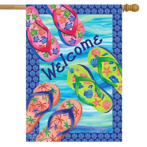 Colorful Flip Flops Summer House Flag