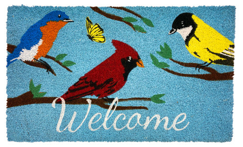 Wild Birds Spring Natural Fiber Coir Doormat