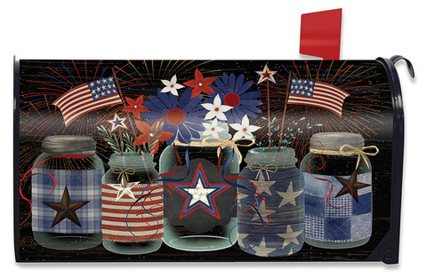 American Mason Jar Patriotic Mailbox Cover