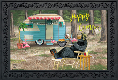 Happy Camper Bear Summer Doormat