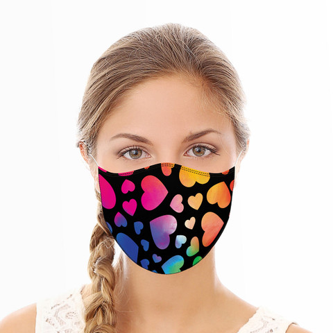 Rainbow Hearts Reusable Cloth Face Mask