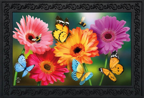 Garden Gerber Daisies Spring Doormat