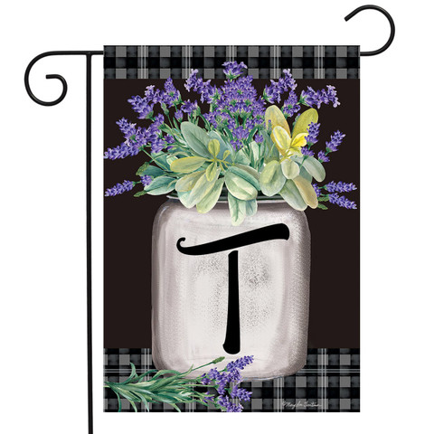 Farmhouse Monogram Letter T Garden Flag