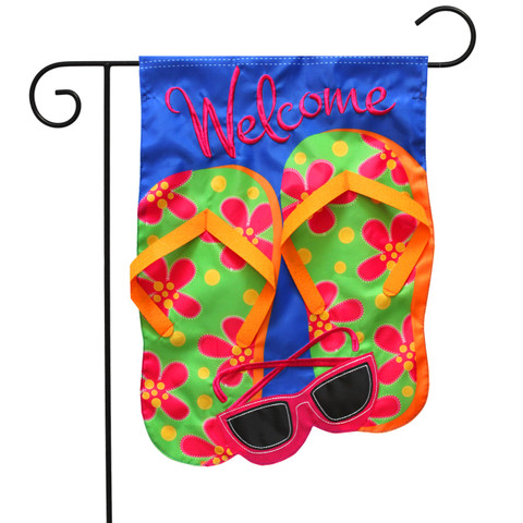 Flip Flops Applique Summer Garden Flag