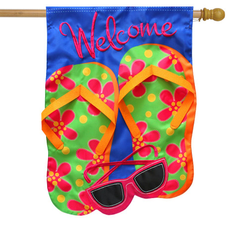 Flip Flops Applique Summer House Flag