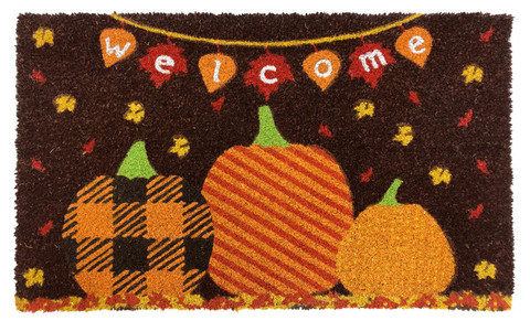 Welcome Pumpkins Autumn Natural Fiber Coir Doormat