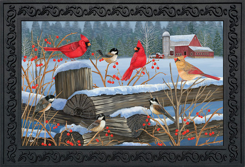 Birds of Winter Cardinals Doormat