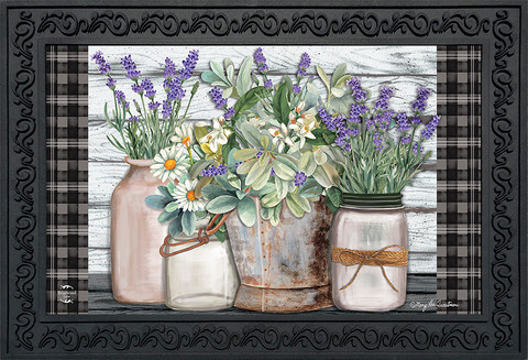 Briarwood Lane Farmhouse Flowers Spring Doormat with rustic floral design for indoor/outdoor use on floormats.