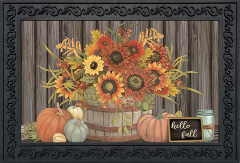 Hello Fall Floral Primitive Doormat