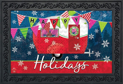 Happy Holidays Camper Primitive Doormat