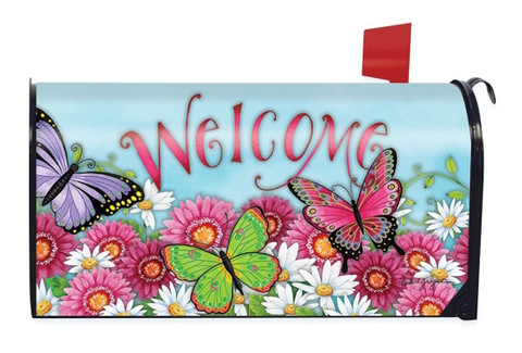 Butterfly Welcome Spring Large / Oversized Mailbox Cover