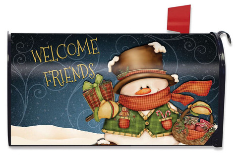 Welcome Friends Snowman Large / Oversized Christmas Mailbox Cover