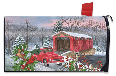 Winter Covered Bridge Seasonal Magnetic Mailbox Cover