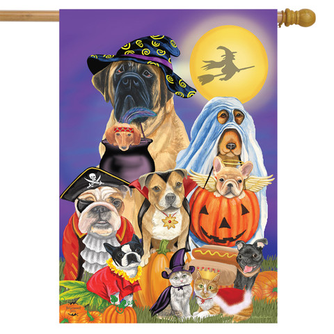 Trick or Treat Dogs Halloween House Flag