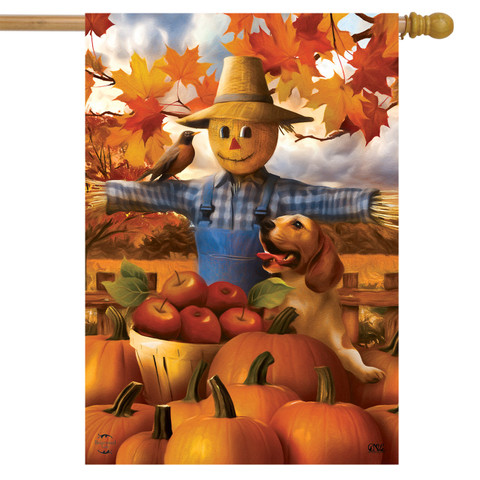Autumn Scarecrow Harvest House Flag