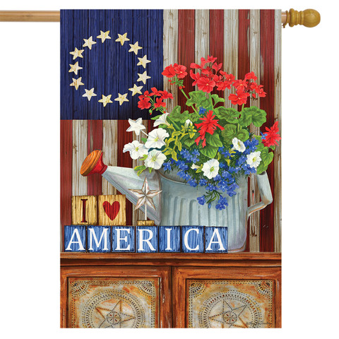 Americana Patriotic House Flag