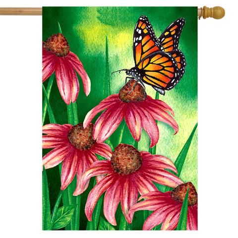 Spring Monarch Floral House Flag