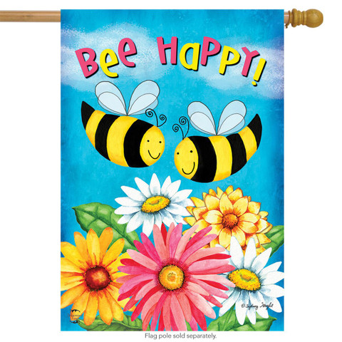 Bee Happy Bees Spring House Flag