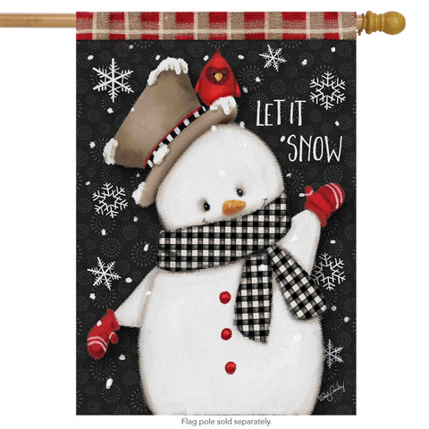 Celebrate Winter Snowman Primitive House Flag