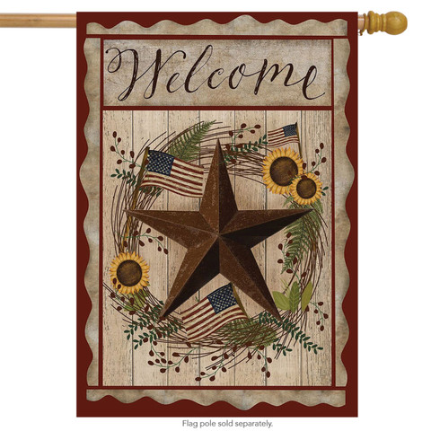 Autumn Welcome Barnstar Primitive House Flag