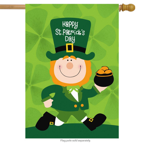 St. Patrick's Day Leprechaun House Flag