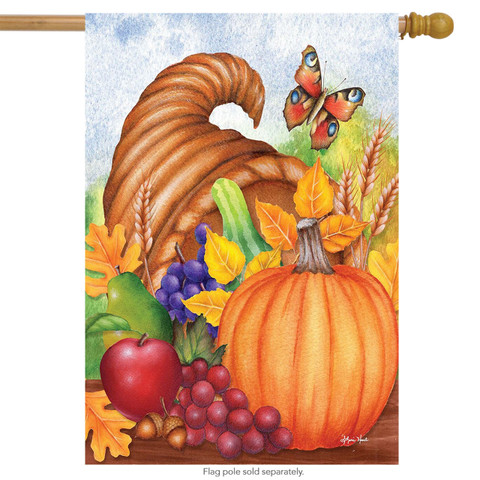 Horn of Plenty Thanksgiving House Flag