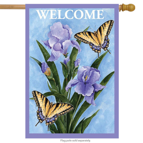 Butterflies & Irisies Spring House Flag