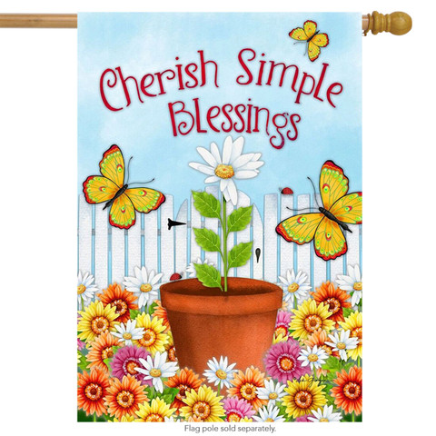 Cherish Simple Blessings Spring House Flag