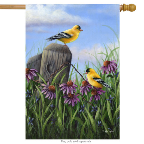 Goldfinch Gathering Spring House Flag