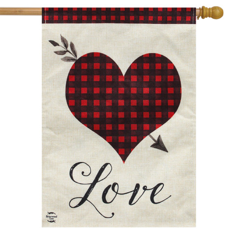 Love Heart Valentine's Day Burlap House Flag