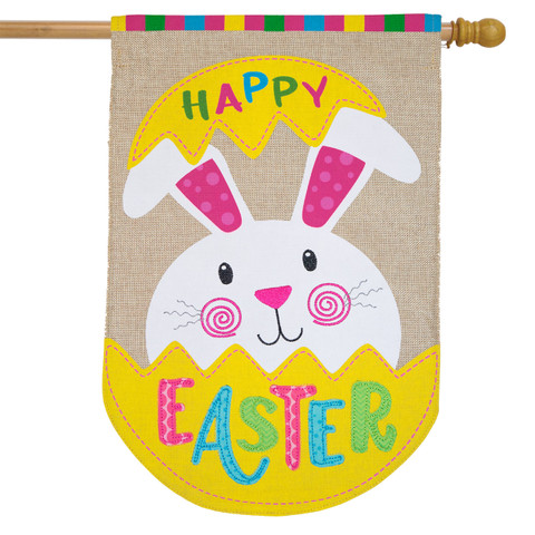 Easter Bunny Egg Burlap House Flag