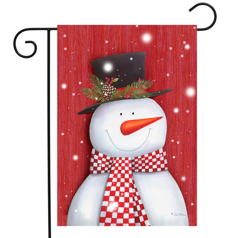 Checkered Scarf Snowman Winter Garden Flag