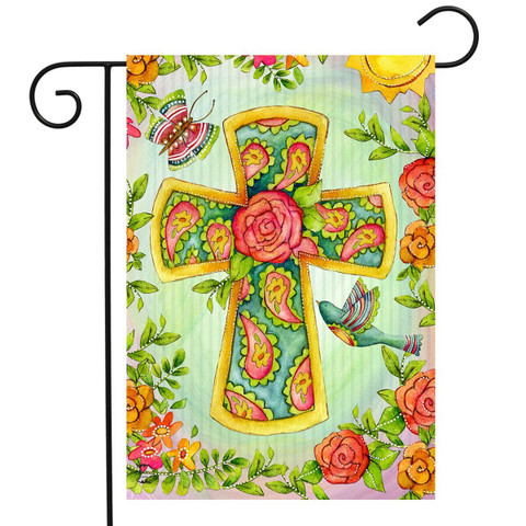 Joyful Cross Spring Garden Flag