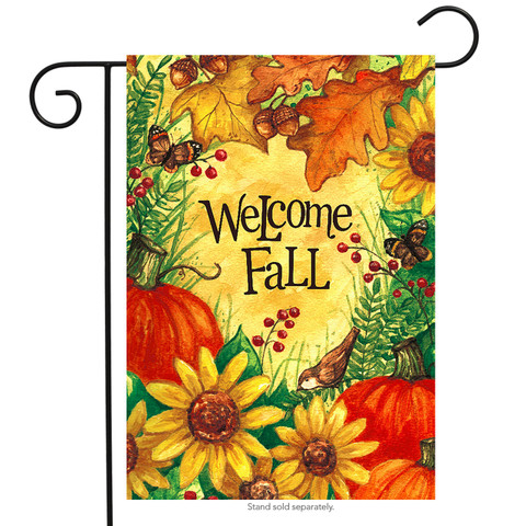 Welcome Fall Floral Pumpkin Garden Flag
