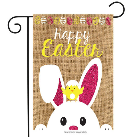 Easter Bunny Burlap Garden Flag