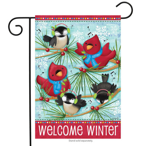 Winter Songbirds Primitive Garden Flag