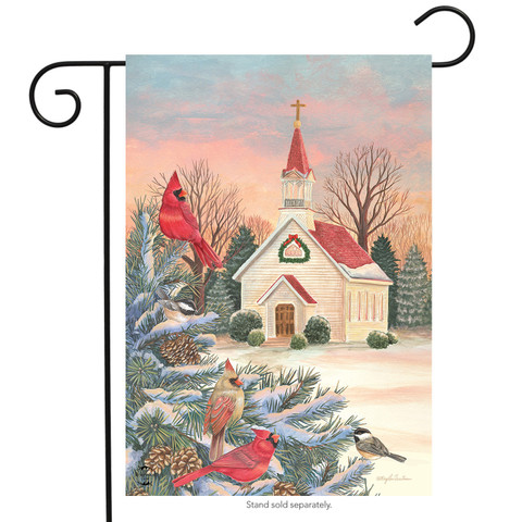 Winter Church Seasonal Garden Flag