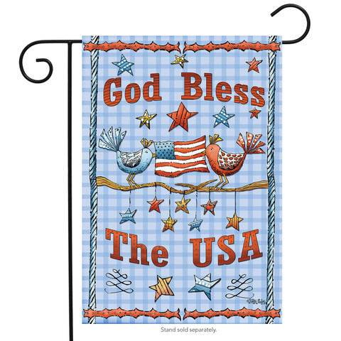 God Bless the USA Patriotic Primitive Garden Flag