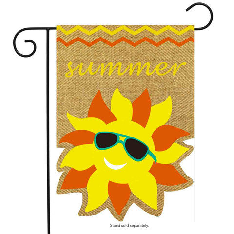 Summer Sunface Burlap Garden Flag